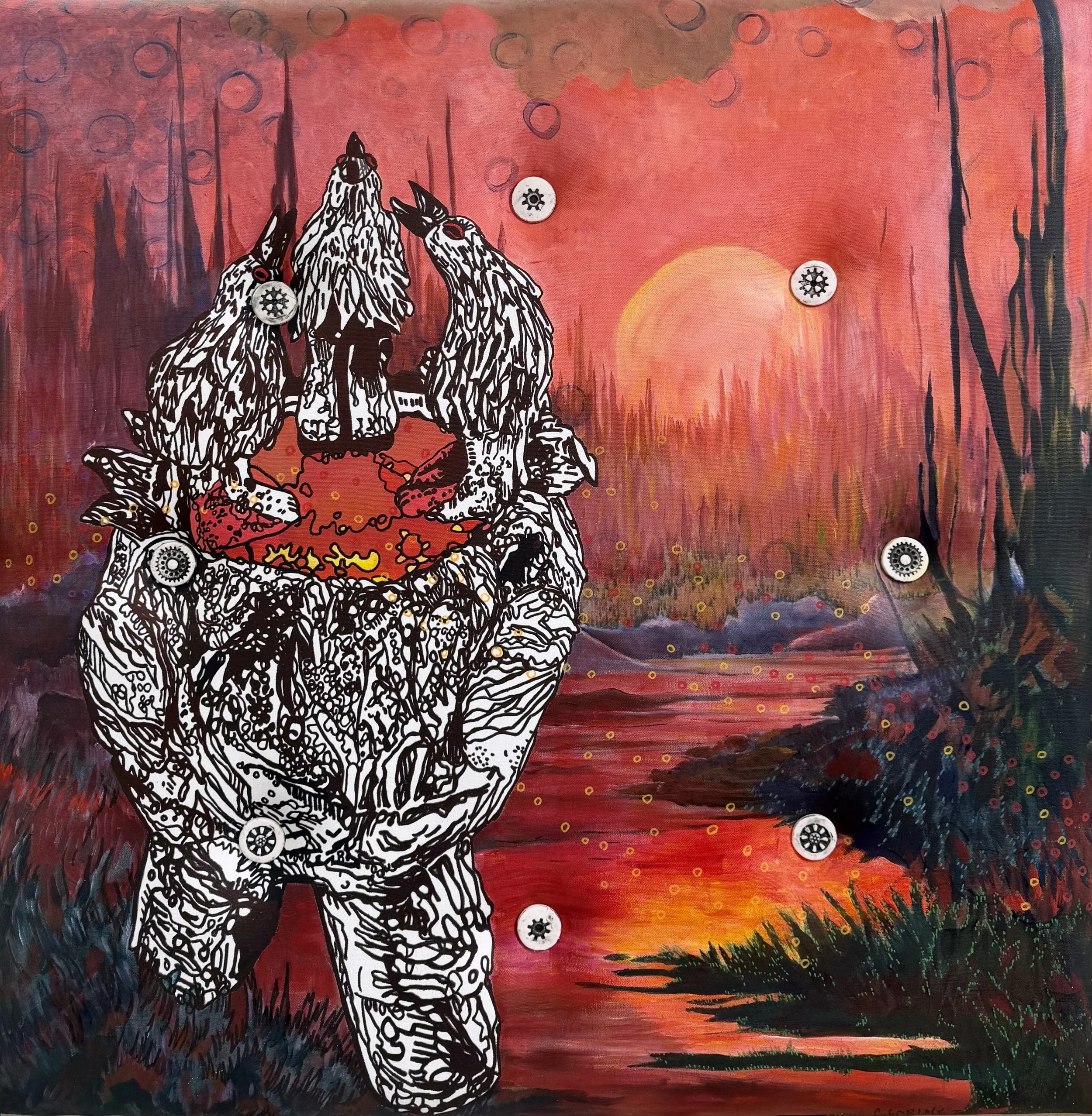 Sirens
Acrylic Painting with Ceramic Buttons 36"x36"x3"
2026