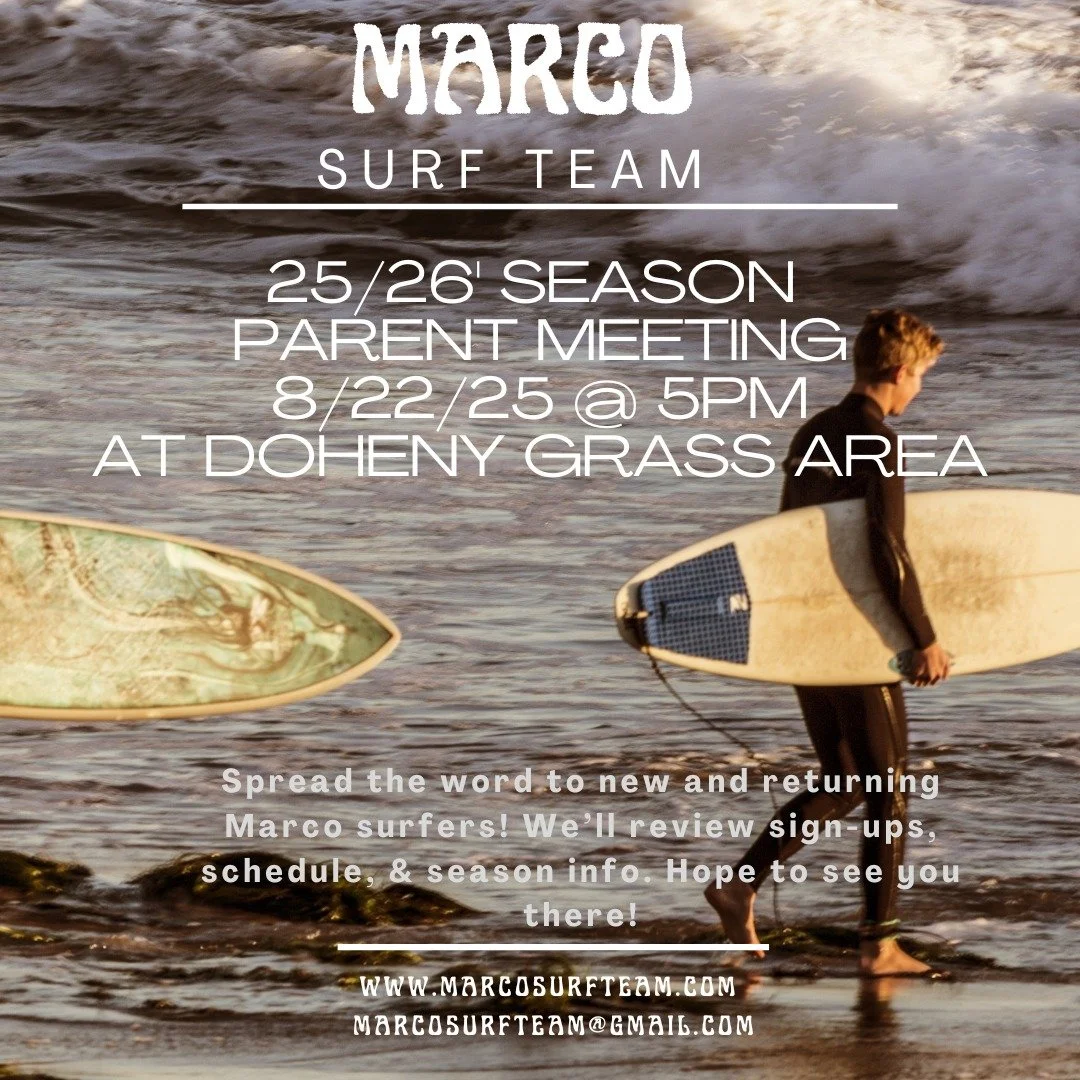 See you this Friday for Marco's 1st parent/surfer meeting of the new season!