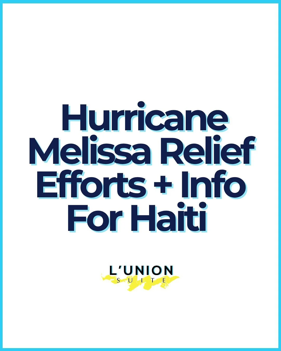 Thank you to @lunionsuite for sharing info on where to donate for Hurricane #Melissa relief efforts. Repost: Hurricane Melissa, a Category 5 storm with winds exceeding 170 mph, made landfall in Haiti on October 29, 2025, leaving a trail of destructio