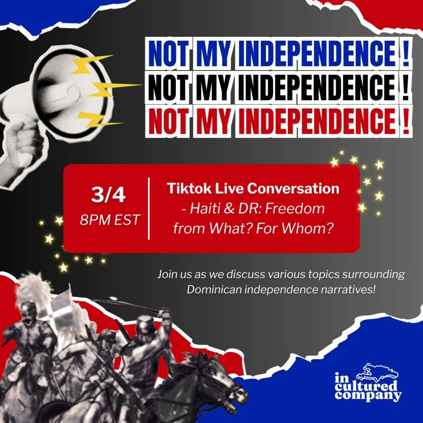 Thanks to everyone who's been pulling up to our programming thus far! We're closing out last month's Not My Independence events with a TikTok Live tomorrow 👇🏾

🗓 March 4th at 8pm EST: An informal discussion of freedom and liberation on our island.