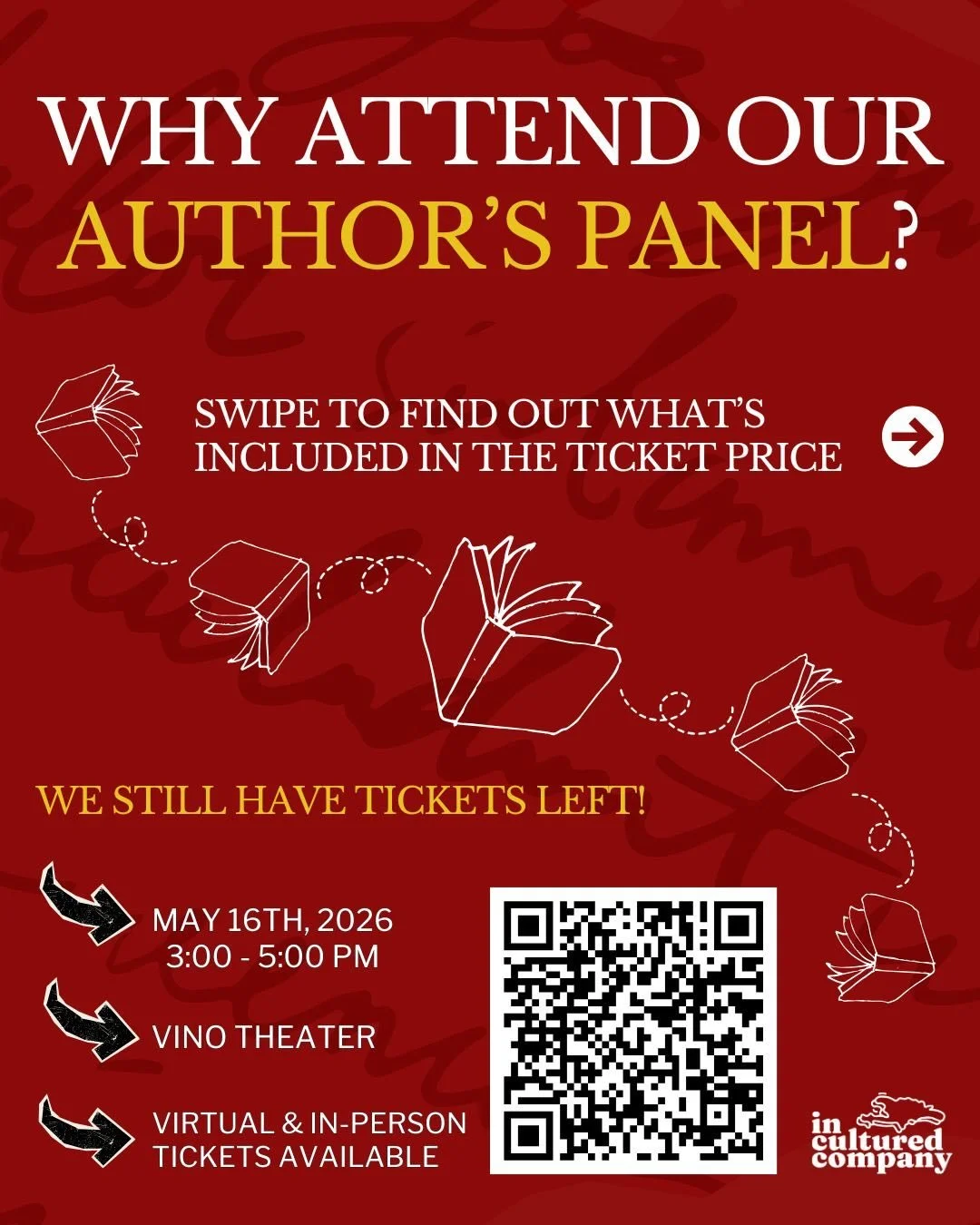 Did you need another reason to come to our author&rsquo;s panel this Saturday? Well we got 4️⃣ for you! 

👉🏽 You&rsquo;ll receive a free ICC bookmark featuring an original design by @studioyk.ry 🎨📚

👉🏽 All attendees will be automatically entere