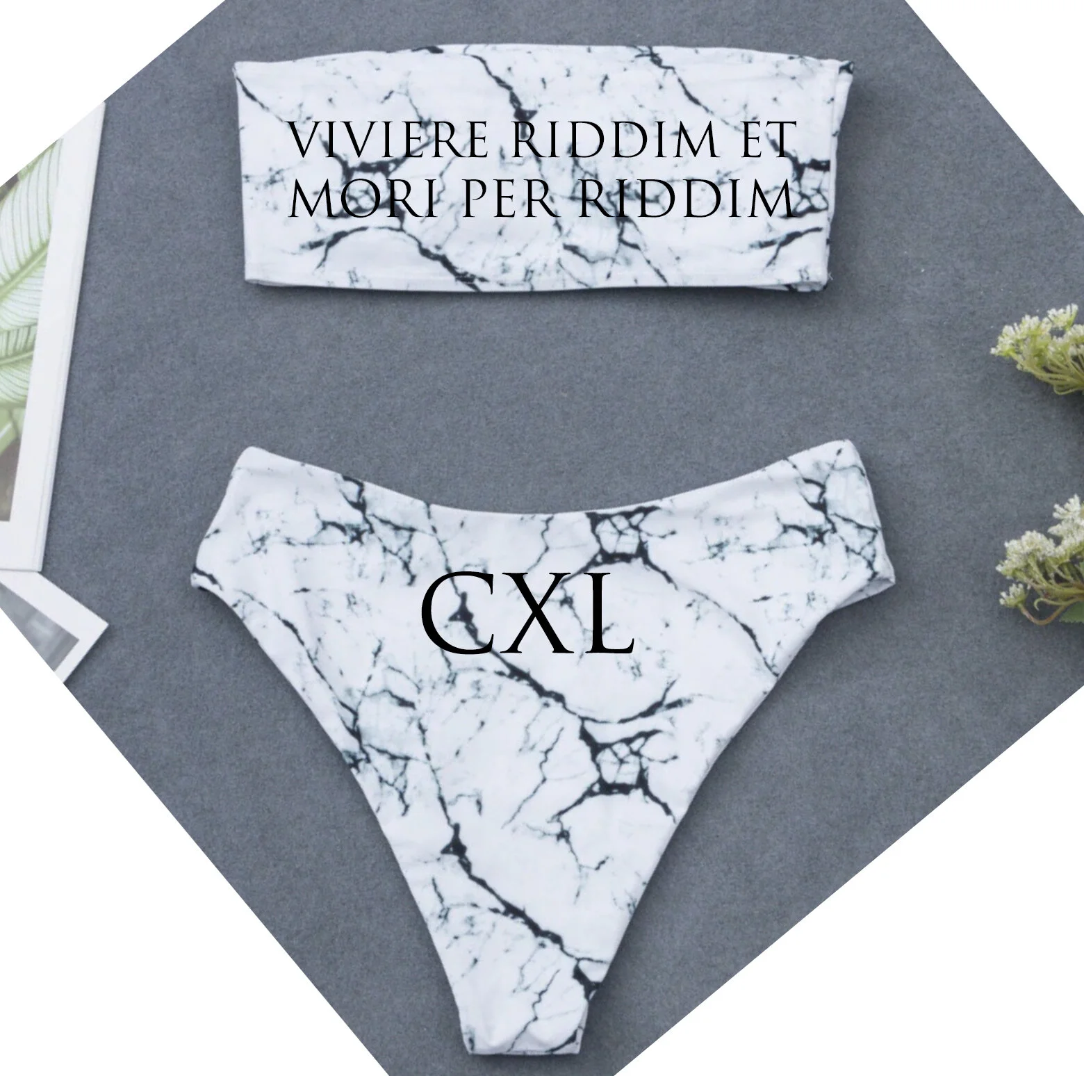 WHITE MARBLE BANDEAU SET