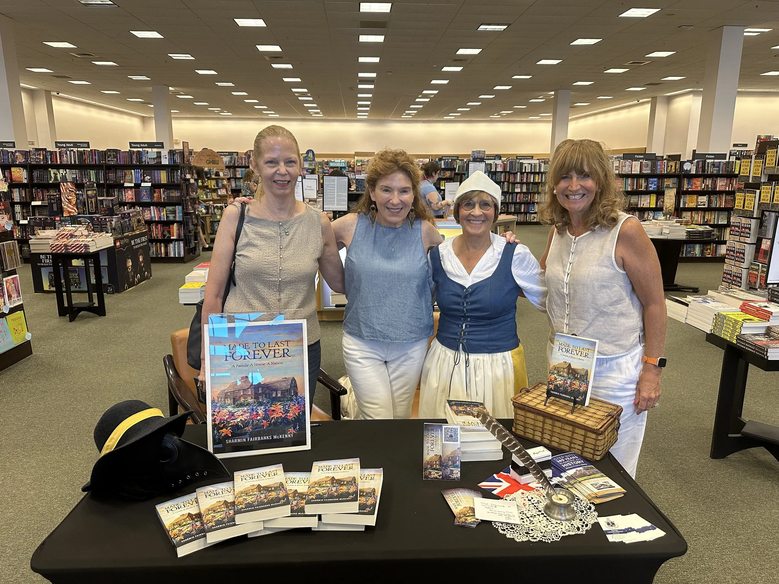 Sharmin F McKenny in costume with friends at Hingham Barnes and Noble