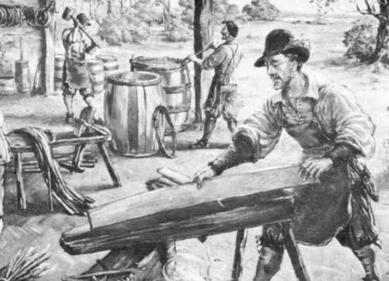 Coopers making barrels