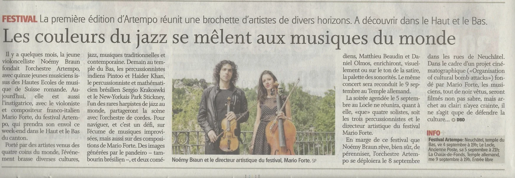 2015 - Festival Artempo, article de “Ville de Neuchâtel“