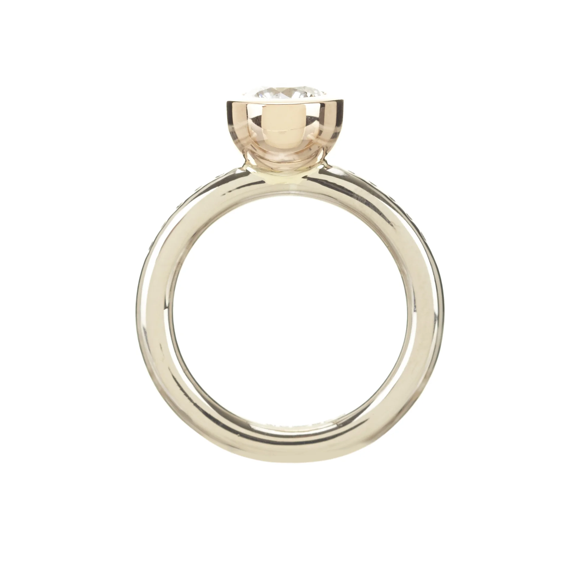 Georgina White and Rose Gold Engagement Ring in profile