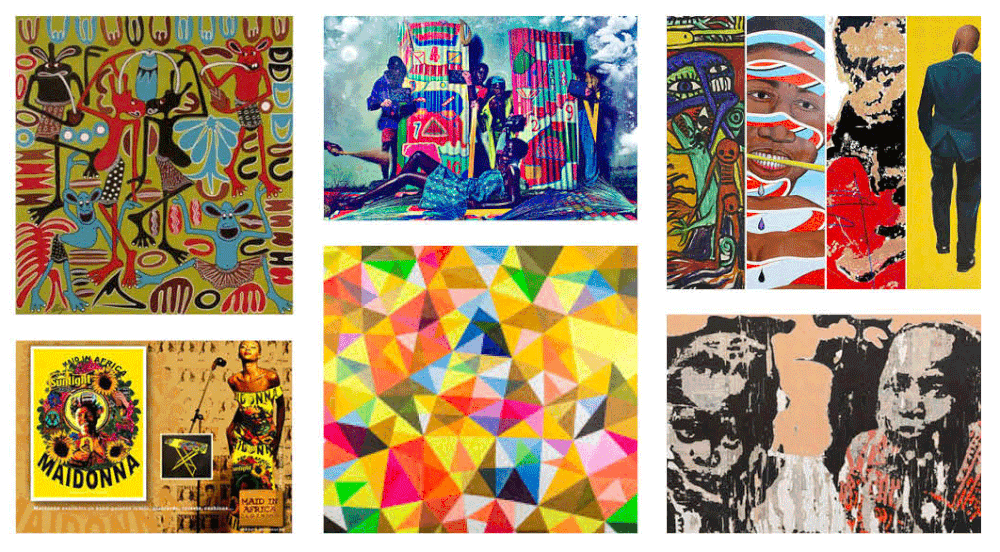 Modern African art and design research moodboard