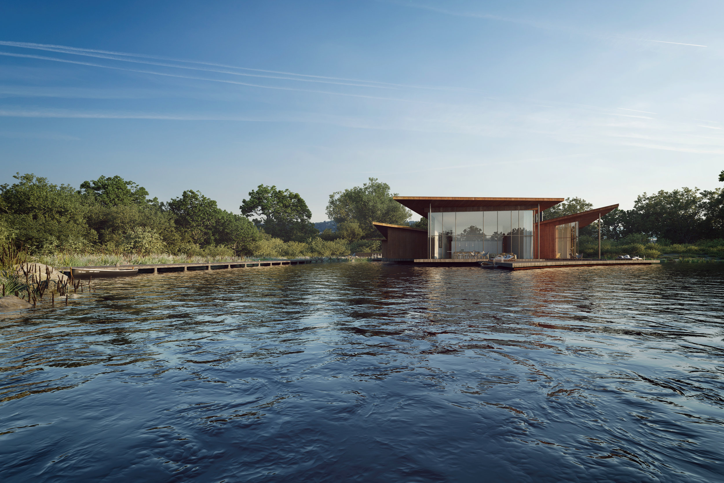 AR Design Studio are in the process of submitting planning for a ‘Paragraph 79’ scheme, The Water Lily House. The private client came to AR Design Studio with a reservoir site in Alresford. Built to provide water to a neighbouring salad farm, the reservoir was never used and has sat stagnant for years. The brief was for a contemporary house for the Structural Engineer client and his family. Considering the rural context, the development falls under the special circumstances of ‘Paragraph 79’, requiring isolated development within the countryside to be of ‘exceptional quality or of an innovative nature of design.’ The concept leans heavily on a symbiotic relationship between the building and site. This has been distilled within the design process, and from this the form of the water lily emerged, the plant itself playing an important role in enhancing the ecosystems of pond life. Water Lily House is unique in its design, providing an innovative dwelling in an otherwise underutilised site.