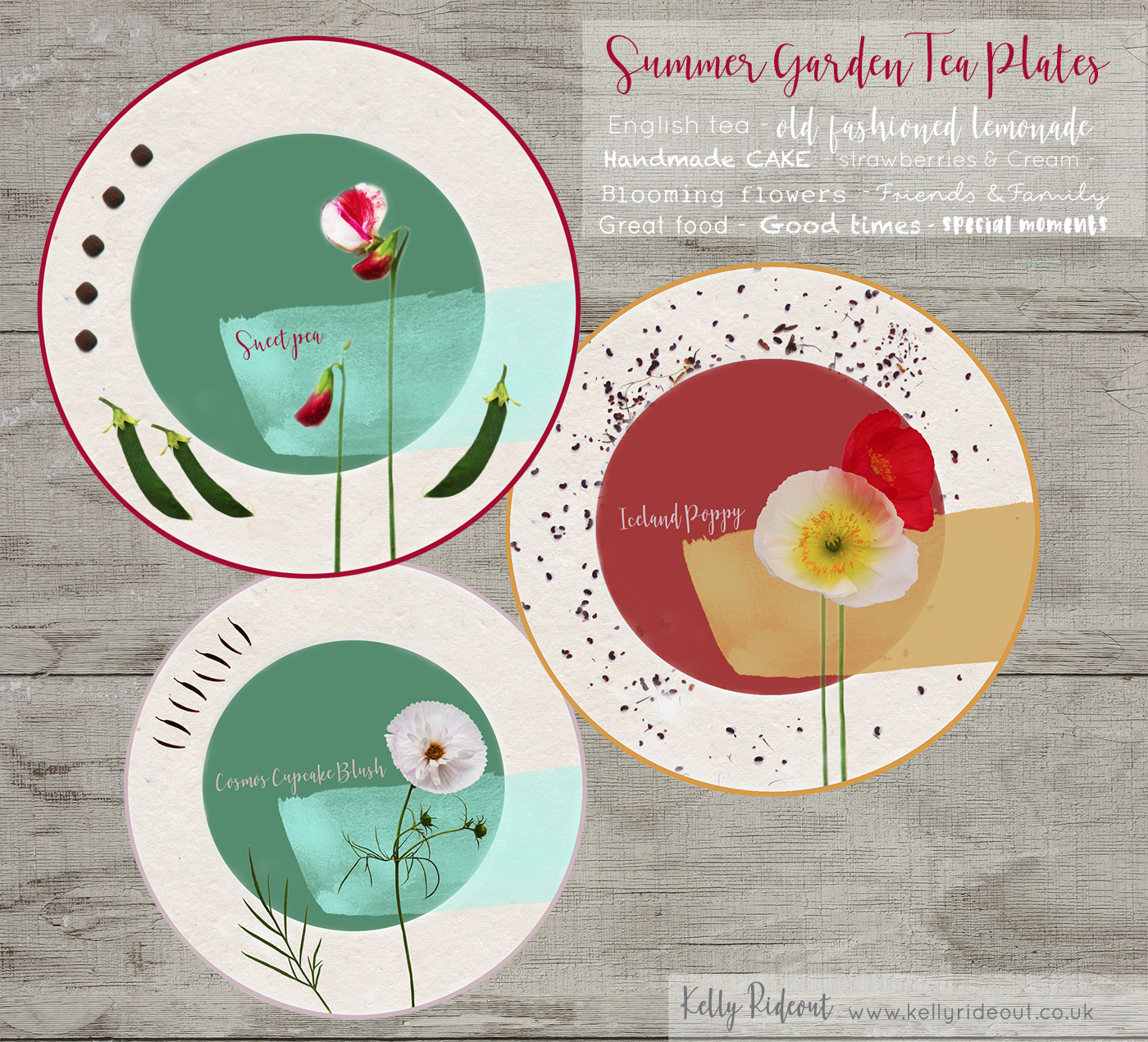 Summer Garden Tea Plates