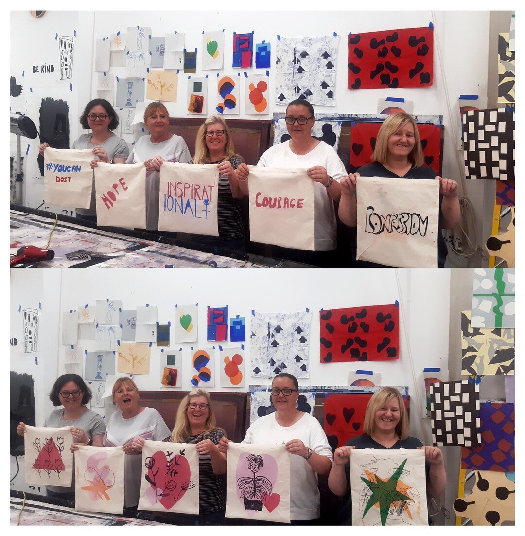 We had the last session in our six week course with this wonderful group from @themarietrust last night and we're really going to miss seeing them all every Wednesday! For the final class we exposed their drawings onto screens, and printed them onto 