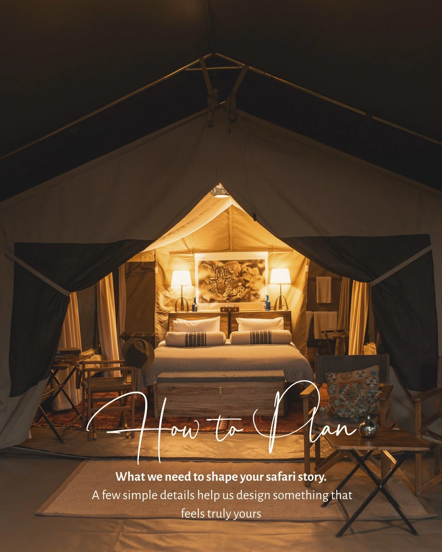 Every journey starts with understanding what matters to you. From when you want to travel to how you like your days to unfold, these are the threads we use to shape your safari story.

If you&rsquo;re thinking about a safari in 2026 or 2027, send us 