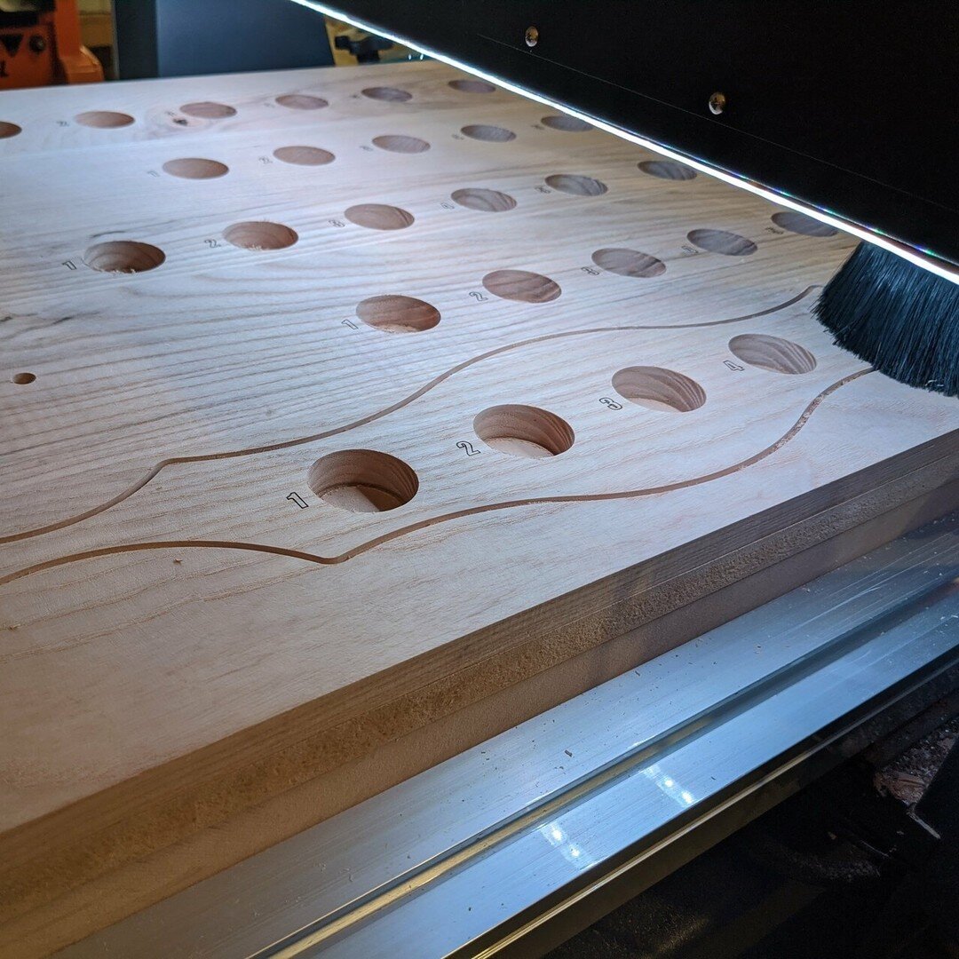 I get this question often, is it possible to Laser and CNC the same part... of course you can with the @axiomprecision CNC.

These were beer flights I cutout for my friends at @jericho_home a while back, check out their page for the finished product.