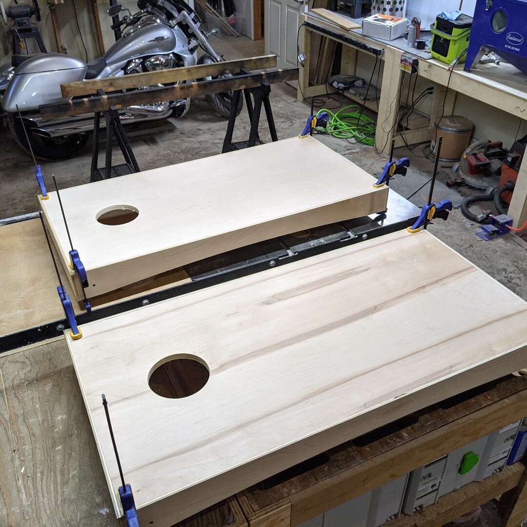 Another #cornhole set is in the works! What design should go on this one? #woodworking #diy @axiomcncprojects