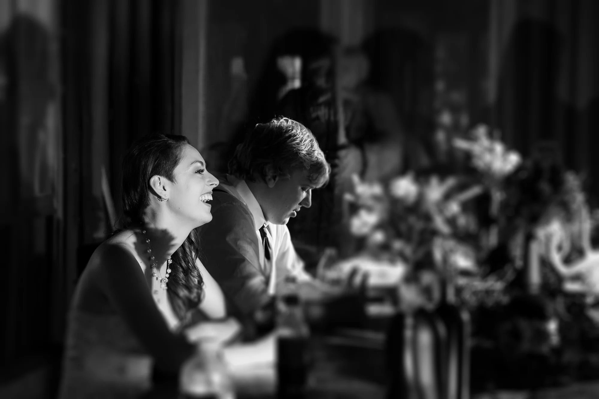 Bride reacting to speech