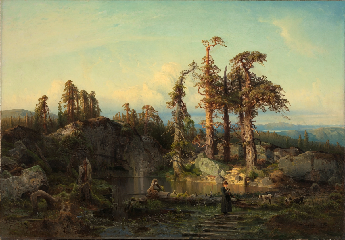 Skogtjern i nedre Telemark, av August Cappelen