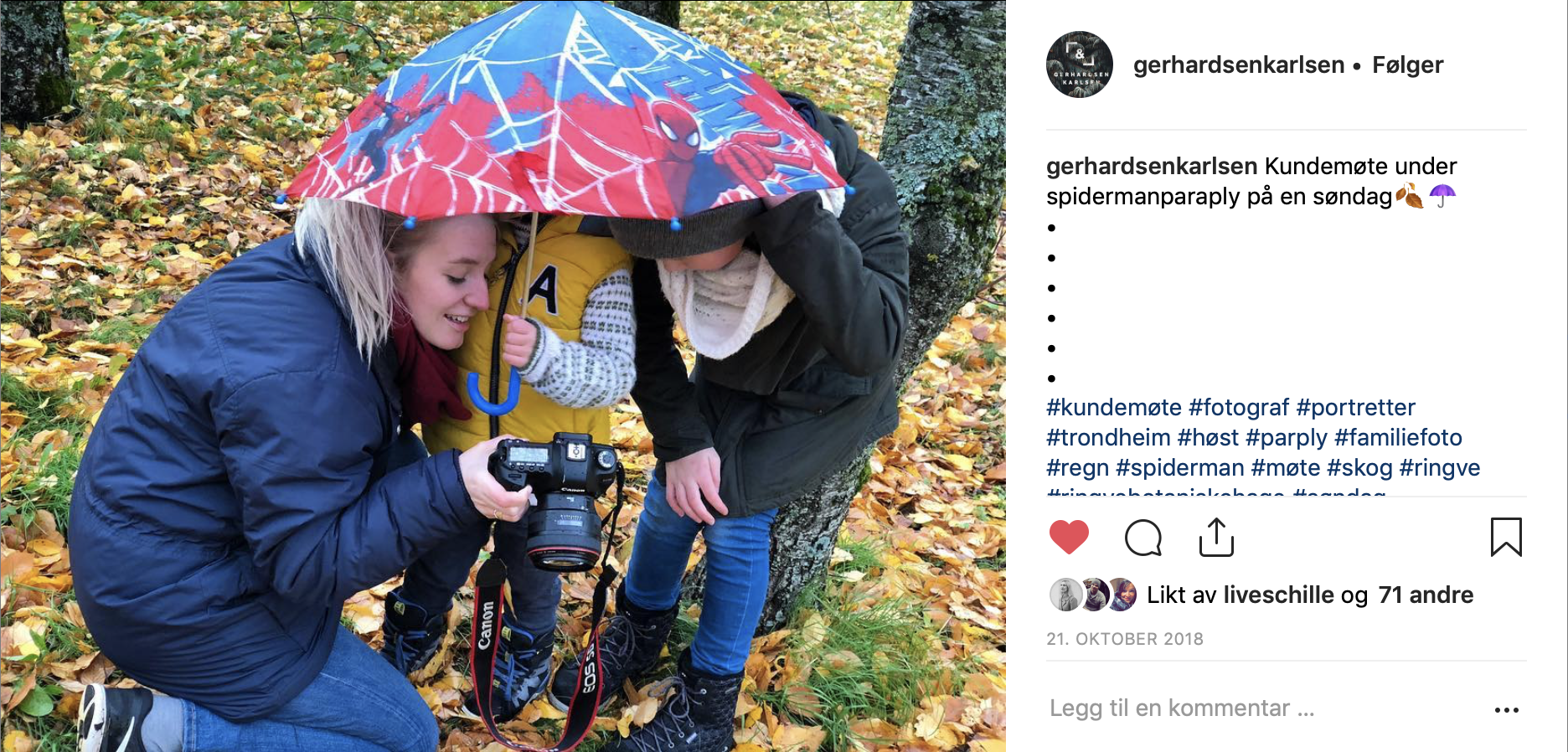 Vi har hatt kundemøter under Spiderman-paraplyer!