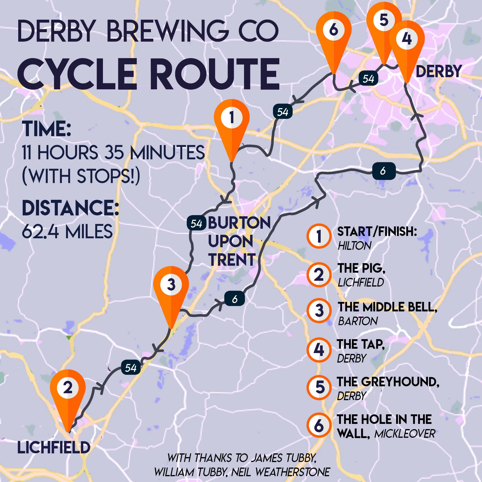 The Derby Brewing Company cycle route