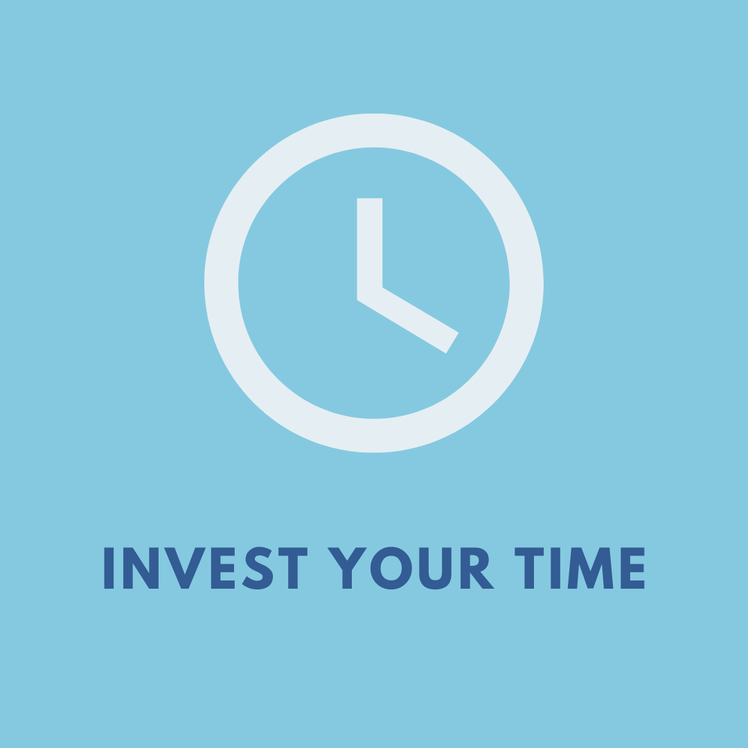 Reloj sencillo con palabras debajo que dicen "Invierte tu tiempo"