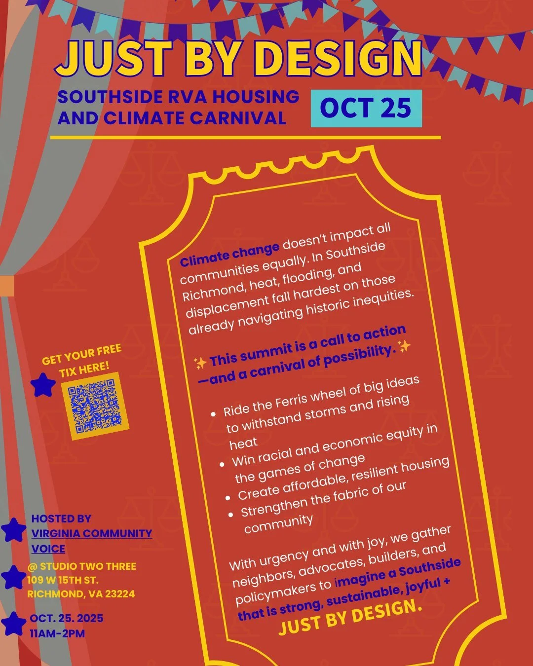Imagine a future that is not only sustainable, but
Just By Design.

Climate change does not impact all communities equally. In Southside Richmond, the risks of heat, flooding, and displacement fall hardest on those already navigating historic inequit