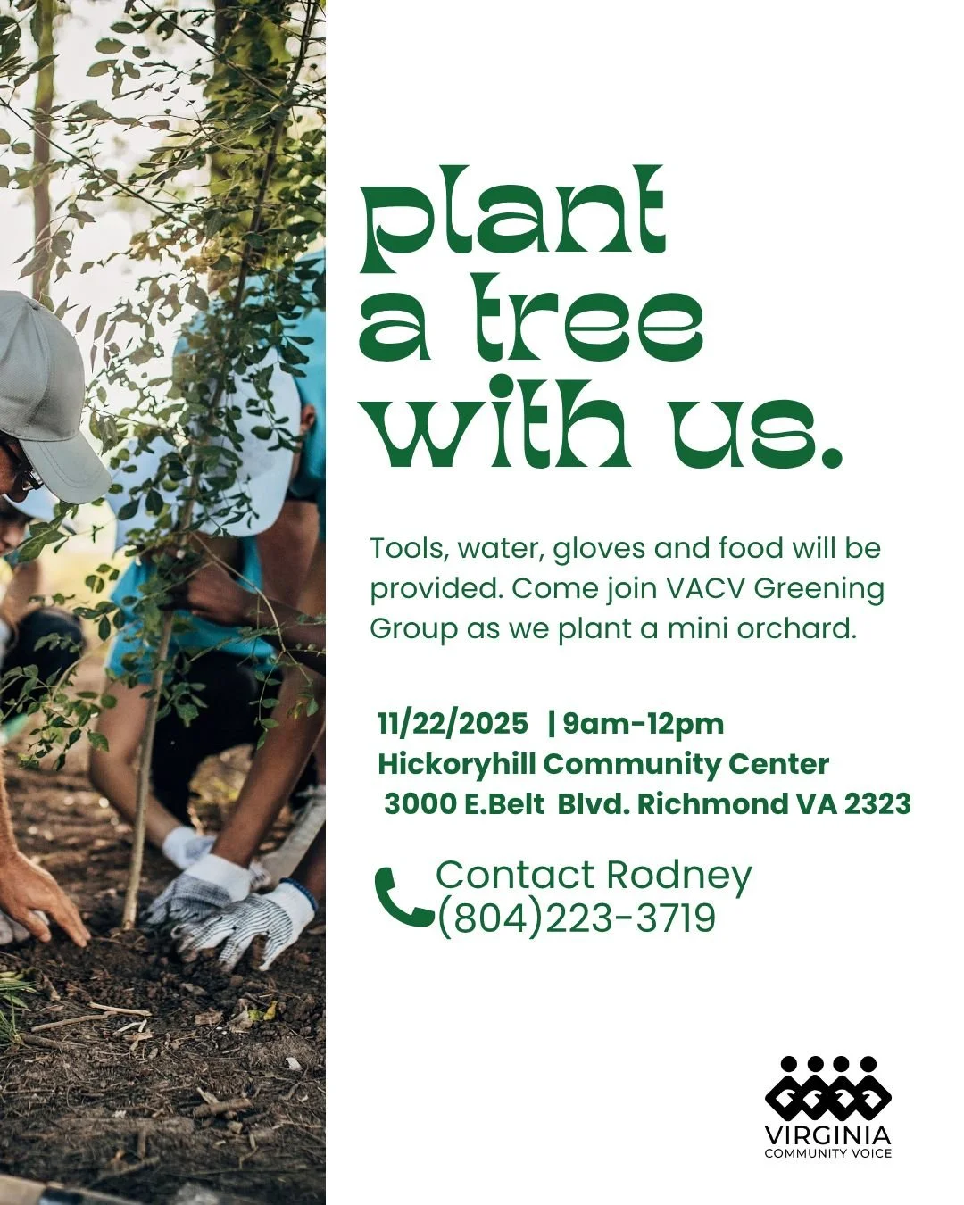 Join us this Saturday! 
#plantatree #greeninggroup #vacv
