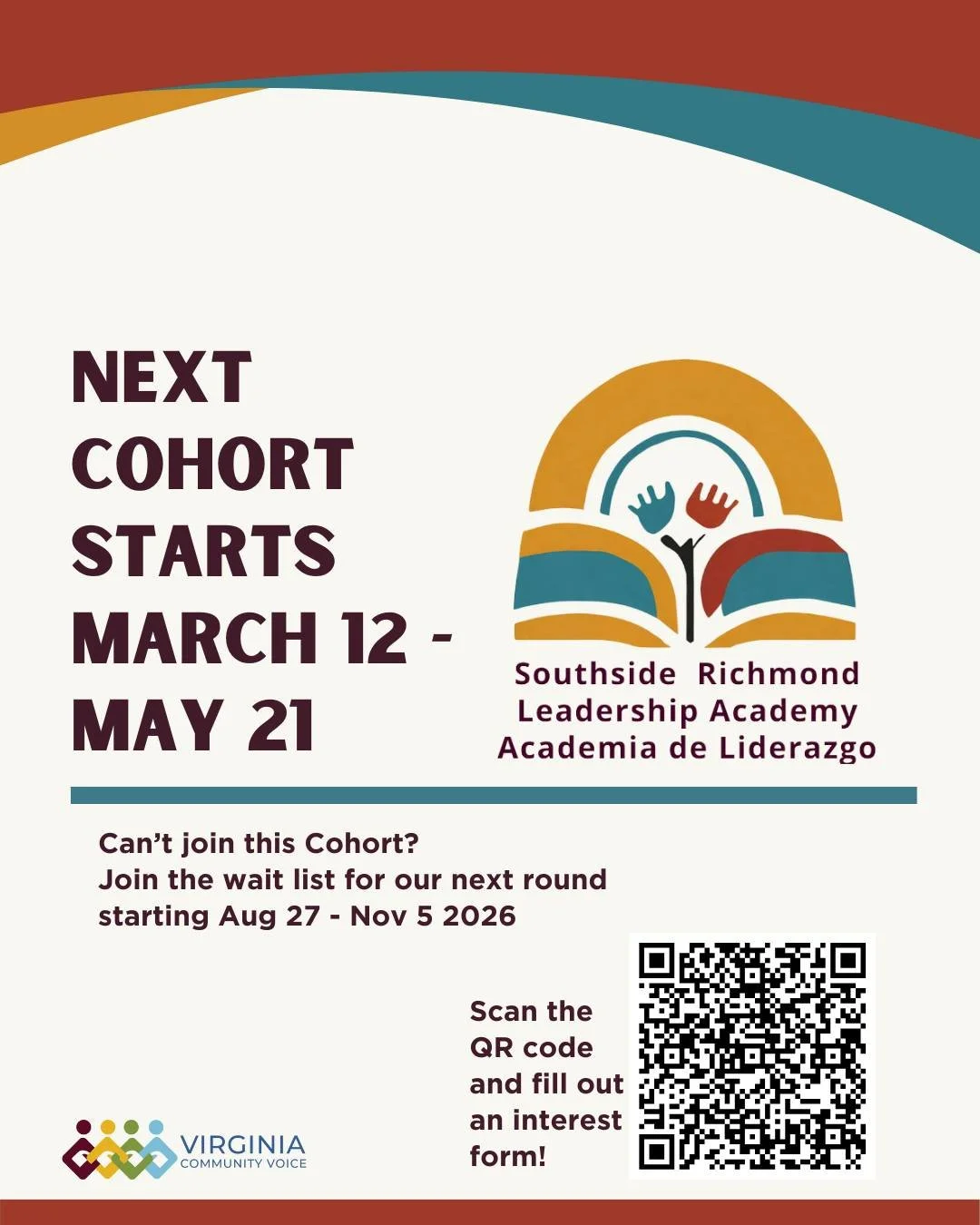 Starts March 12th!
So far, almost 30 people have graduated from the program.
The academy is a bilingual program that covers multiple topics over 6 sessions.

#leadershipacademy