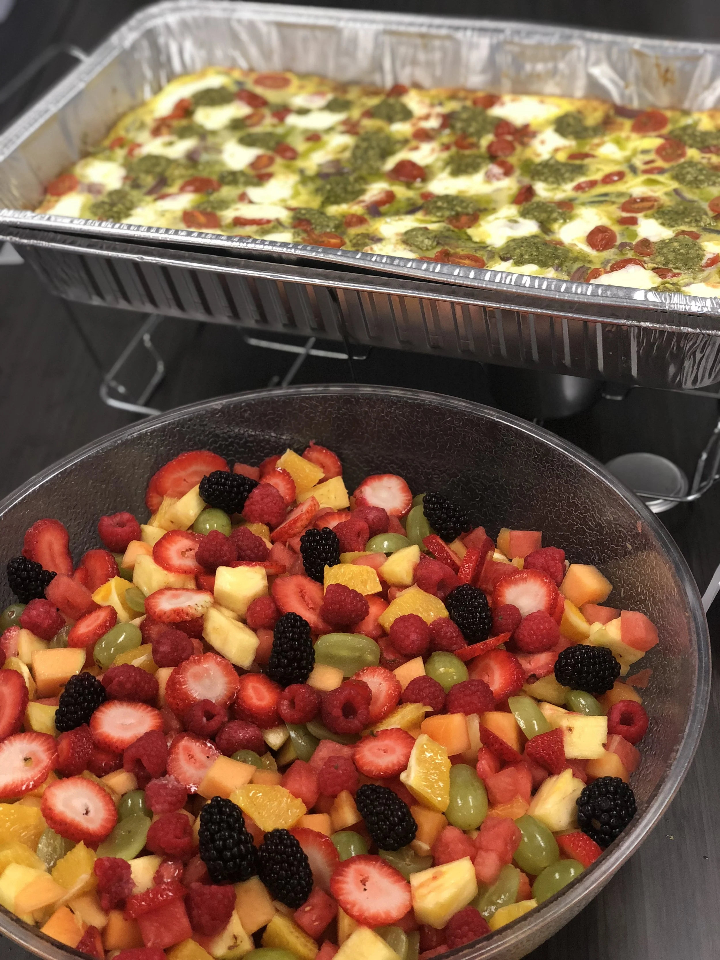 Caprese Frittata with Fresh Beautiful Fruit