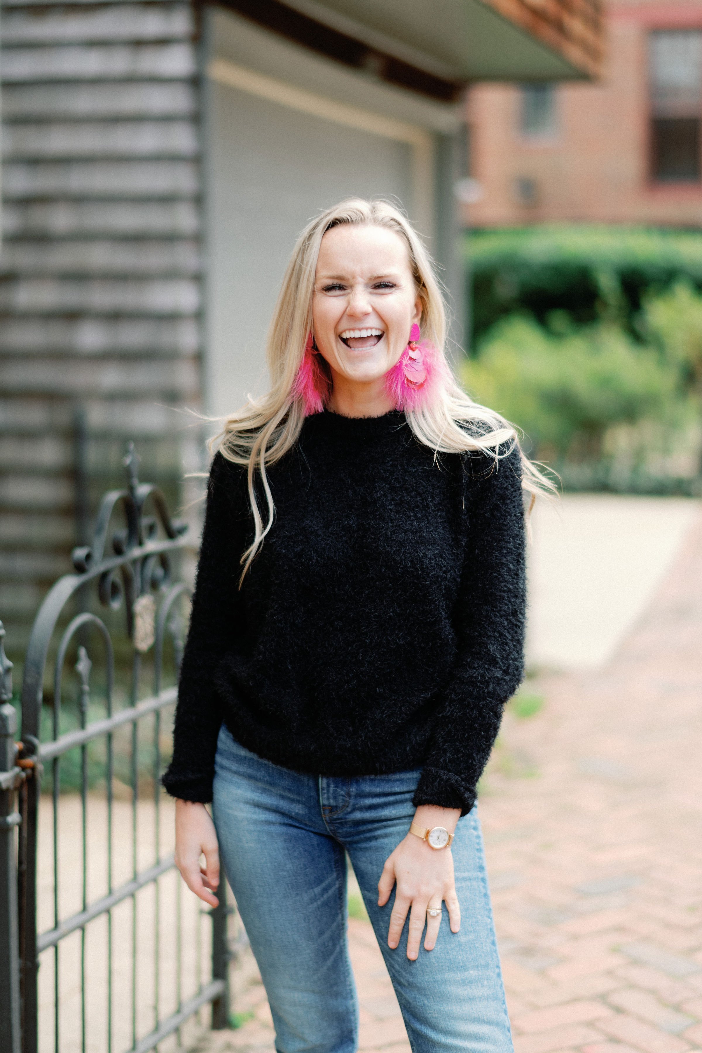 Pink Feather Earrings