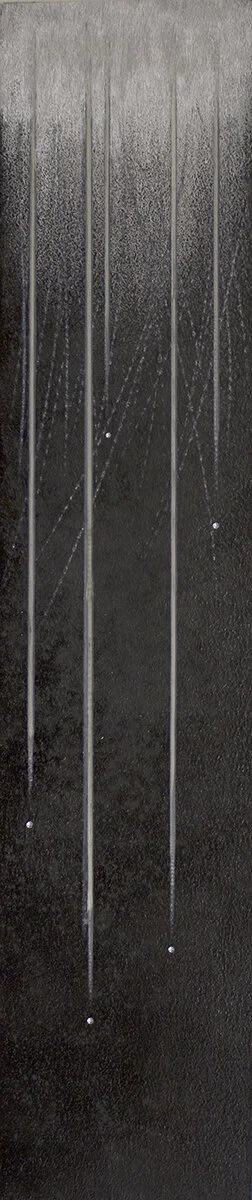 6 FIVE, gesso, graphite and oil on aluminum, 21"h x 4 1/2"w, 2019