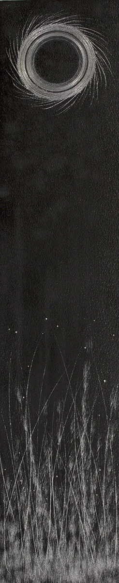 10 EVE, gesso, graphite and oil on aluminum, 21"h x 4 1/2"w, 2019