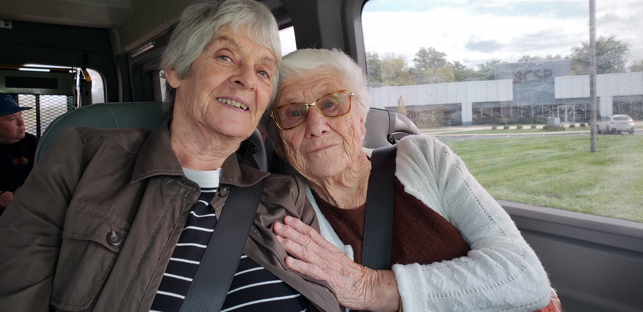 Best buddies on their way back to the center from another great outing.