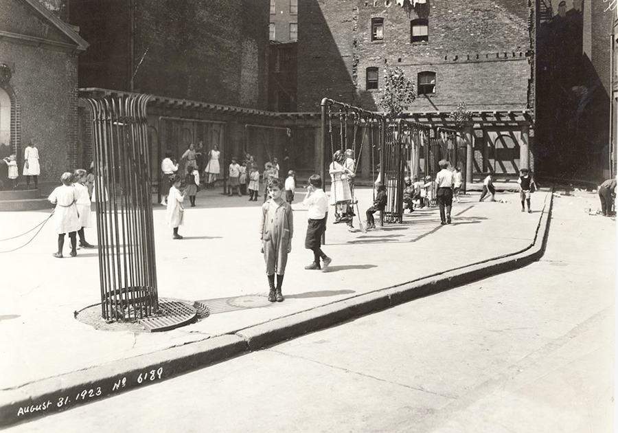 children playing in Cutillo Park in August 1923