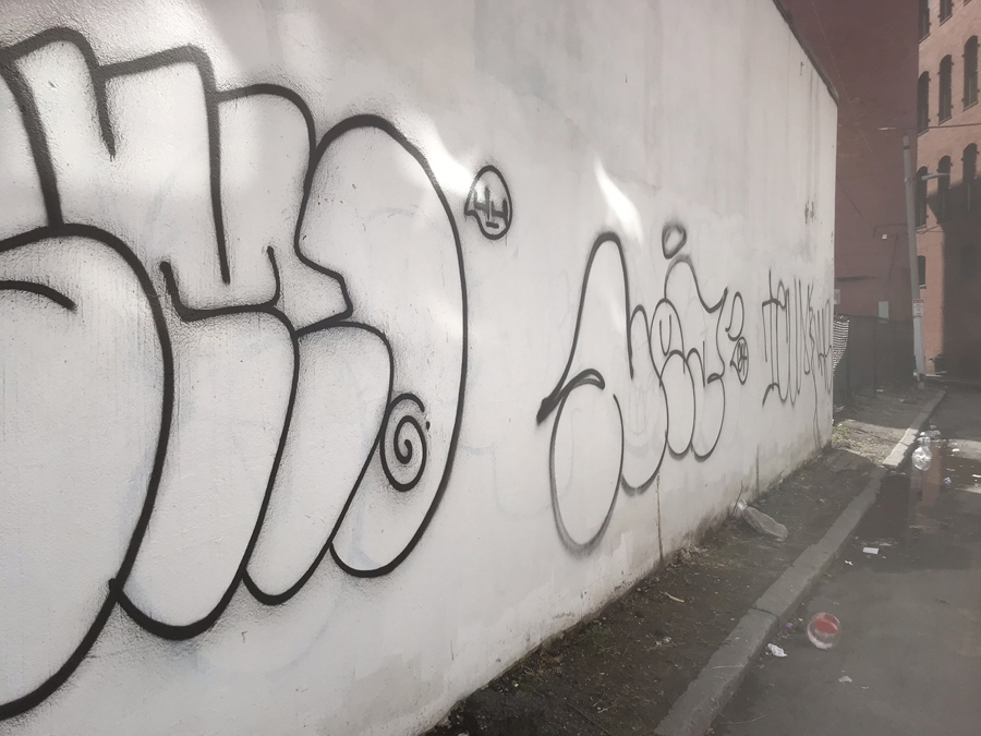 graffiti on the walls, vincent cutillo park, boson's north end, ma