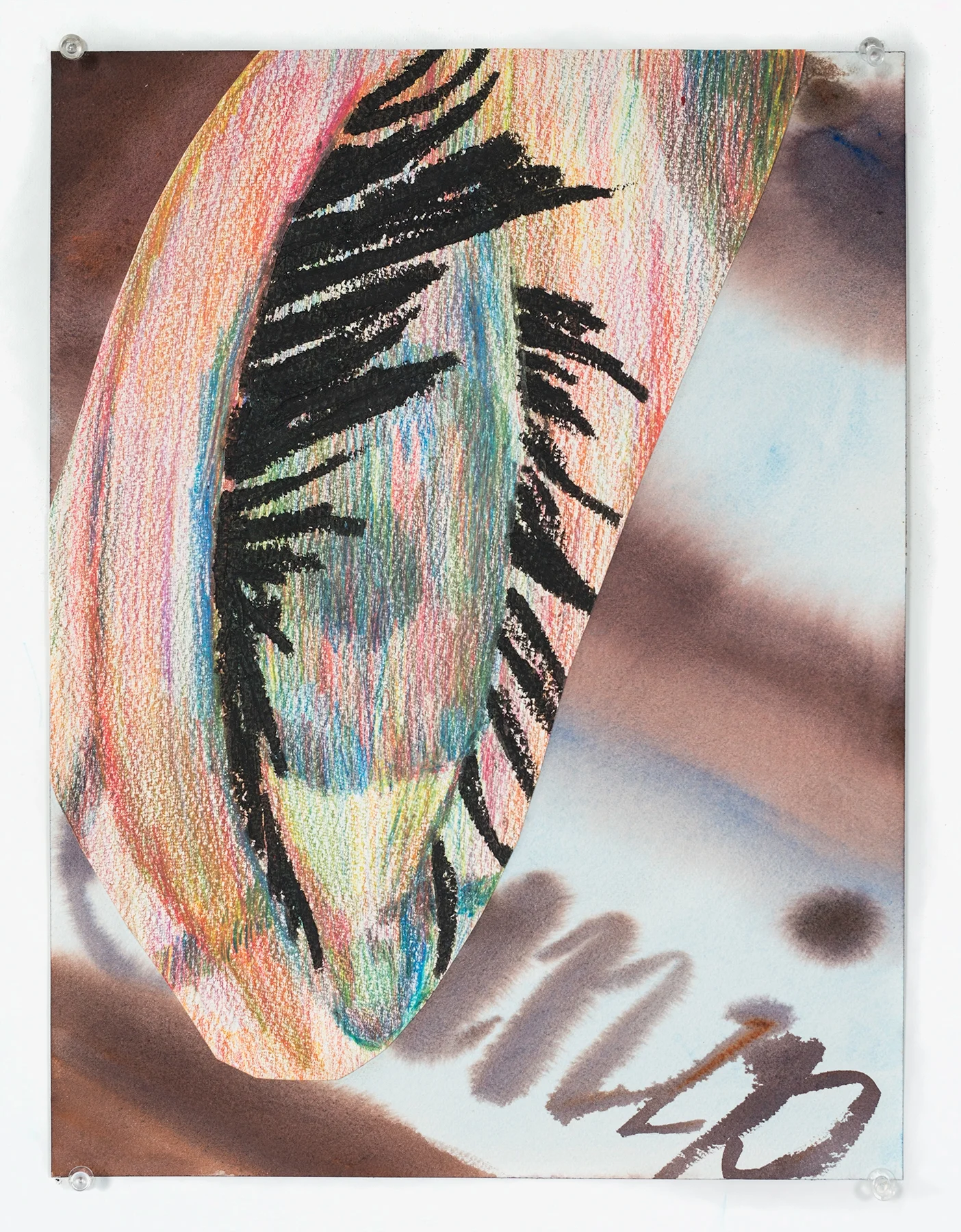 Sarah Faux @fauxsarah Untitled, 2017 Watercolor, pencil and oil stick on paper 16 x 12 in.