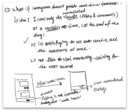 What if Instagram does not provide real-time feedbacks (comments and likes), and users will see cumulated feedback/notifications from Instagram at the end of day.&nbsp;Receiving all the likes and comments at once would be a satisfying “reward” for u…