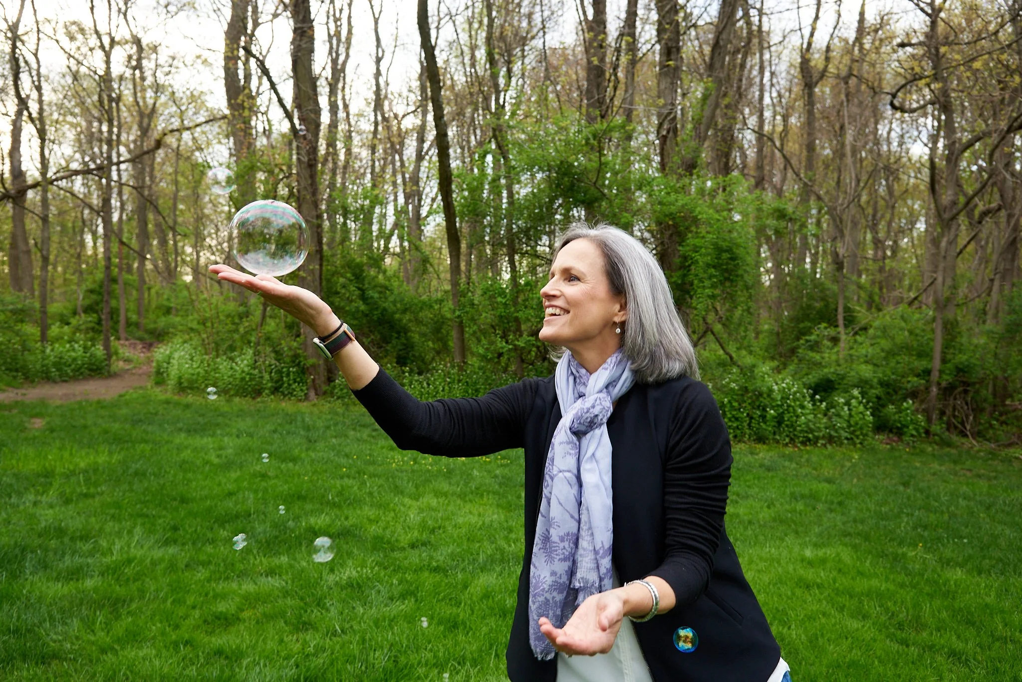 Photographer Torrance York catches a bubble in a lifestyle brand session at her New Canaan, CT home.