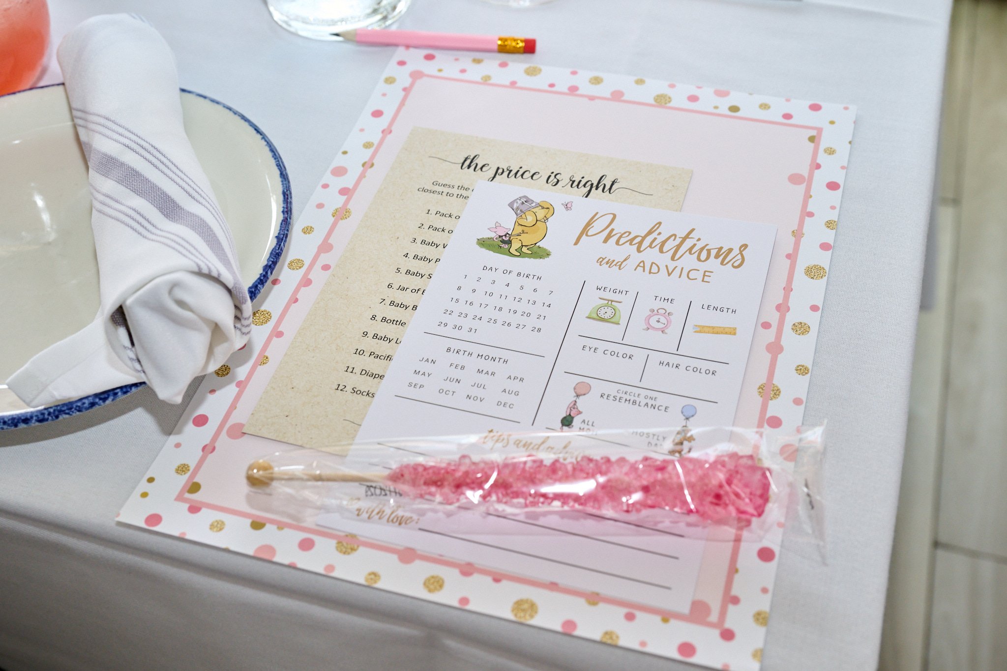 Event details at baby shower at Rowayton Seafood in CT by photographer Pamela Einarsen. 