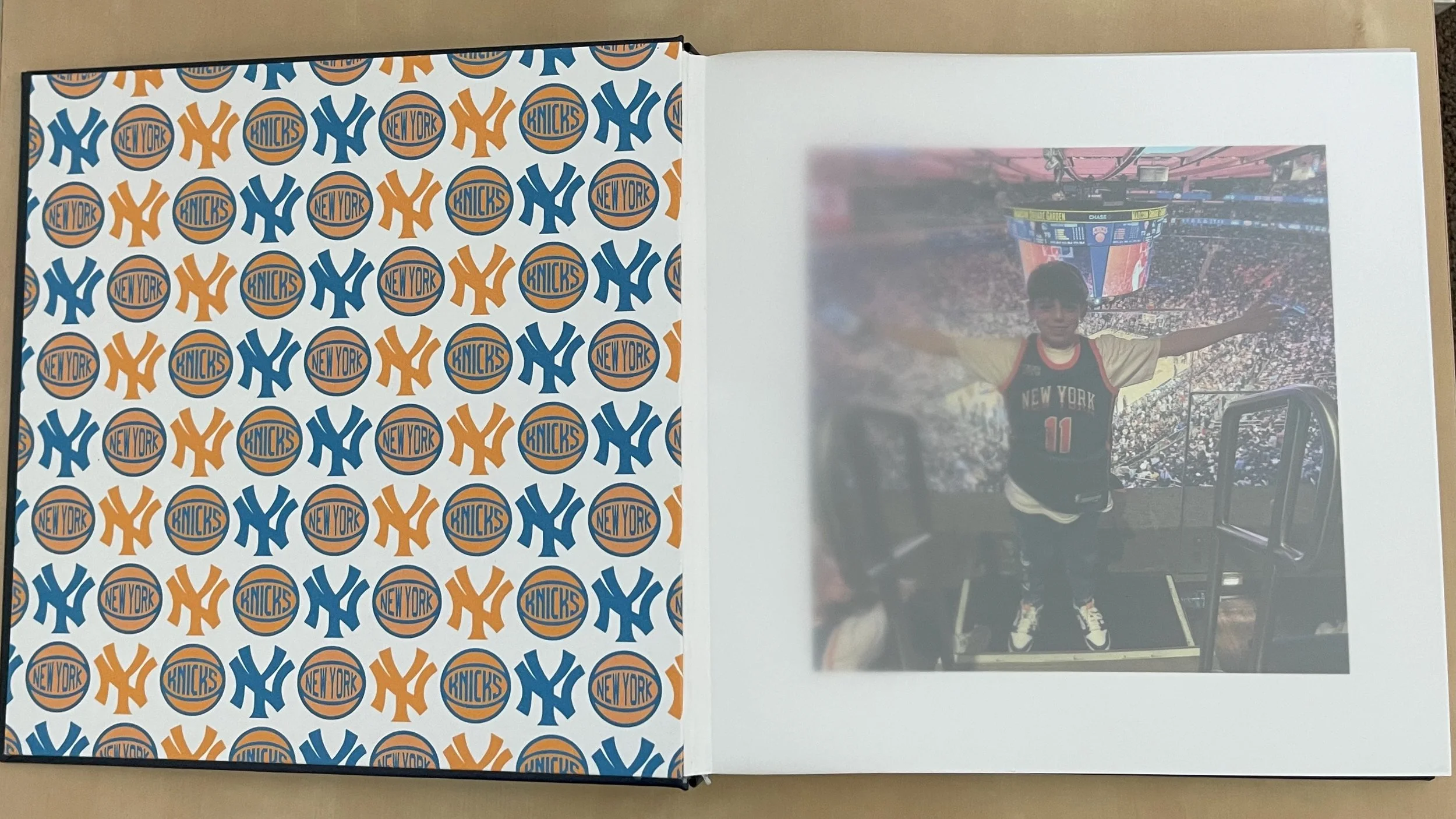 Fine art photo book with Knicks end paper by Bar Mitzvah photographer Pamela Einarsen. 