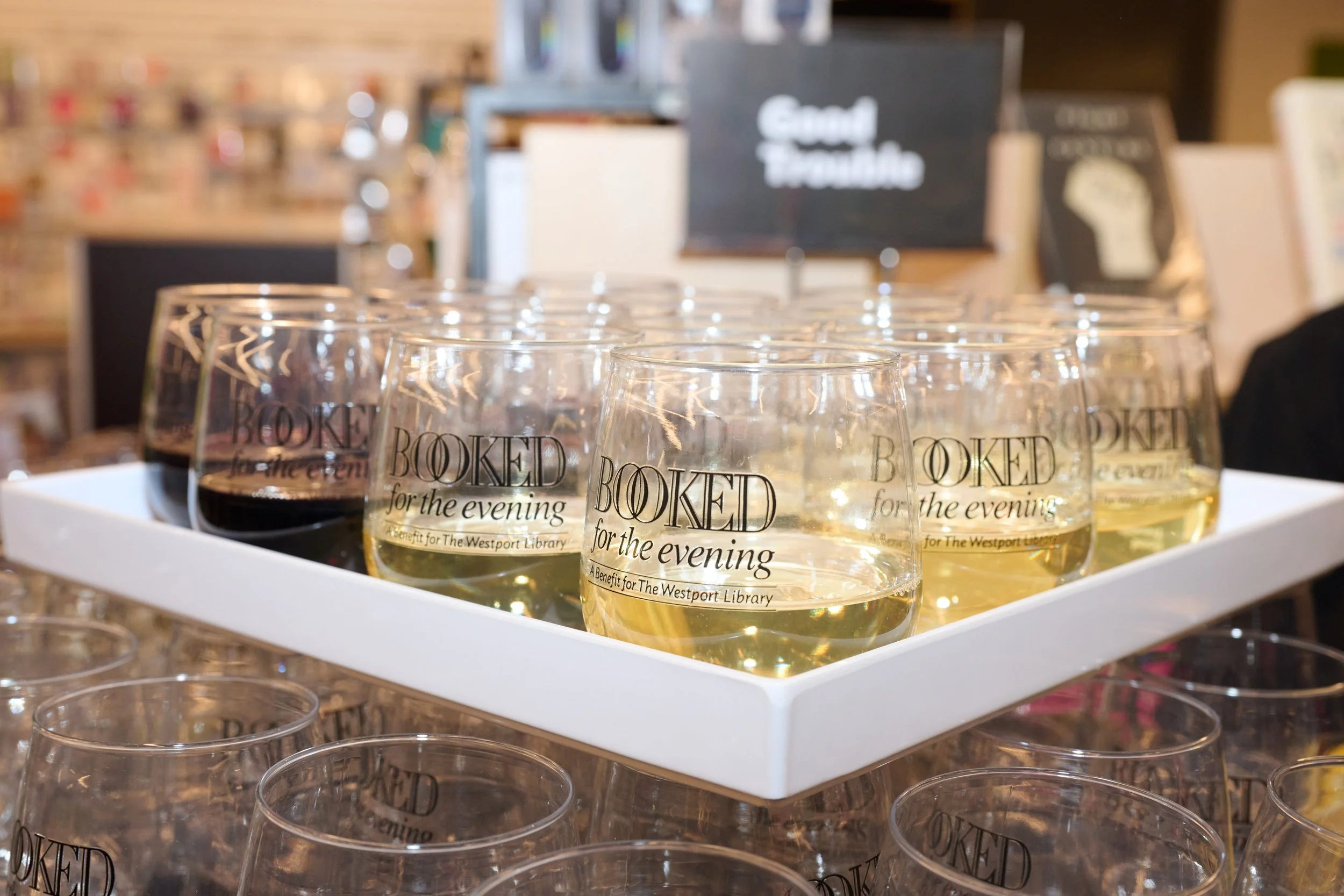 Drinks at the Booked for the Evening fundraiser in Westport CT by event photographer Pamela Einarsen. 