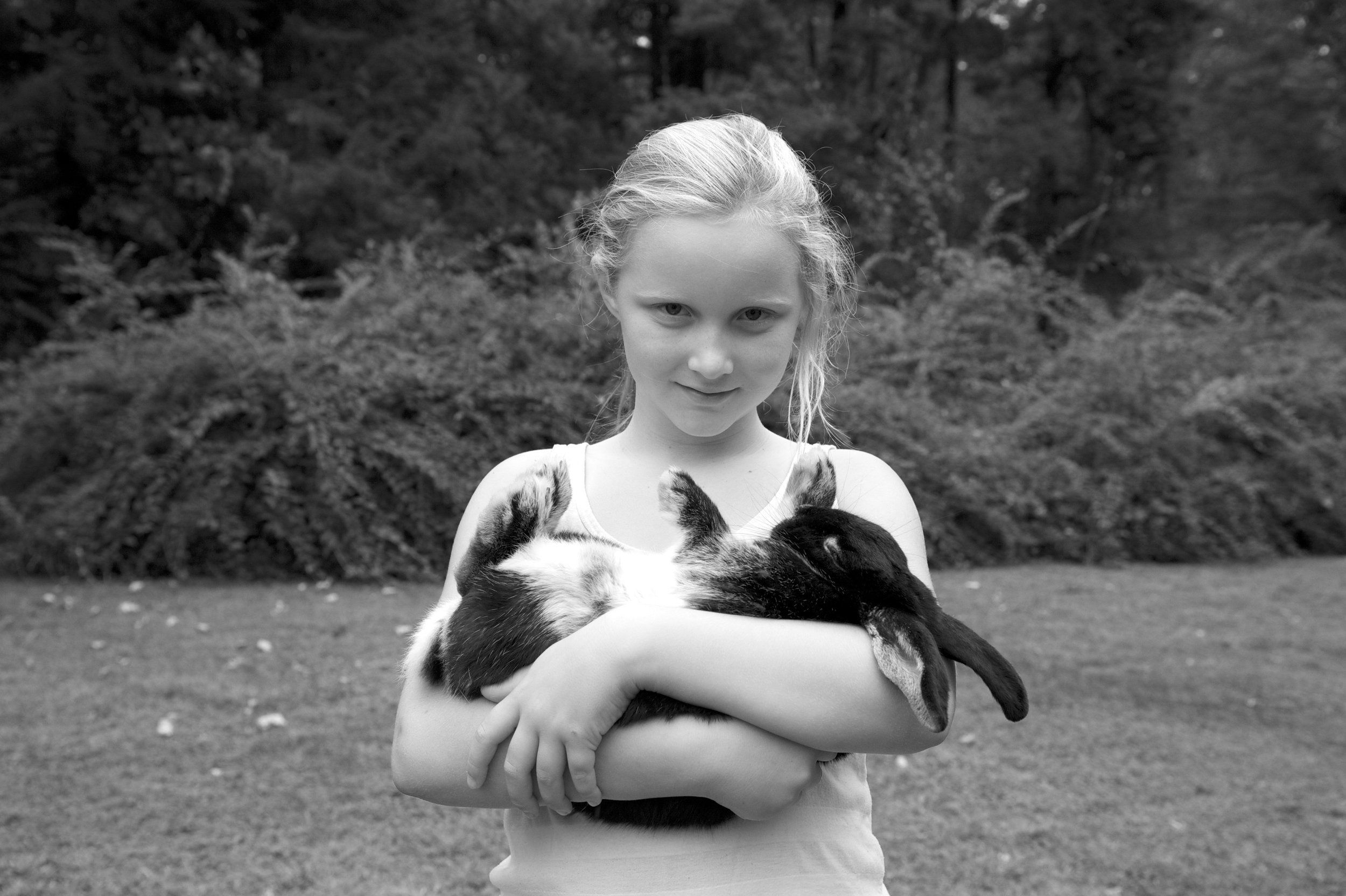 Girl and her bunny in Greenwich, CT