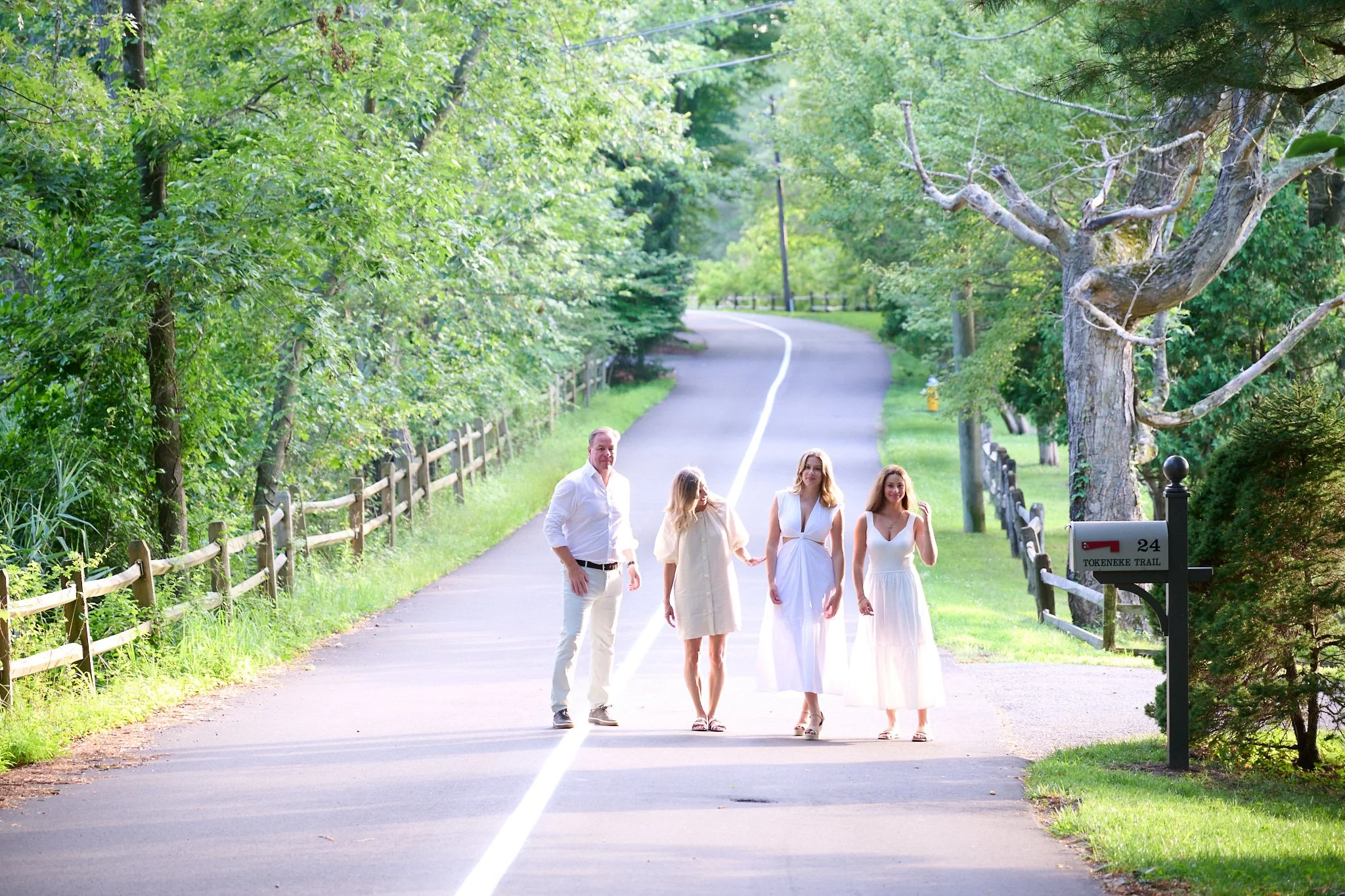 Family poses at their house in Tokeneke CT