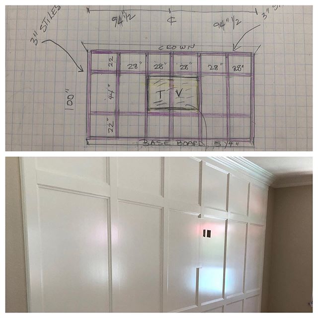 From concept and a quick sketch...this beautiful TV wall is born and the clients love it!