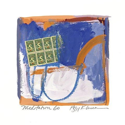 MEDITATION 60
Gouache, Graphite, Stamps on Paper
9 x 9 inches