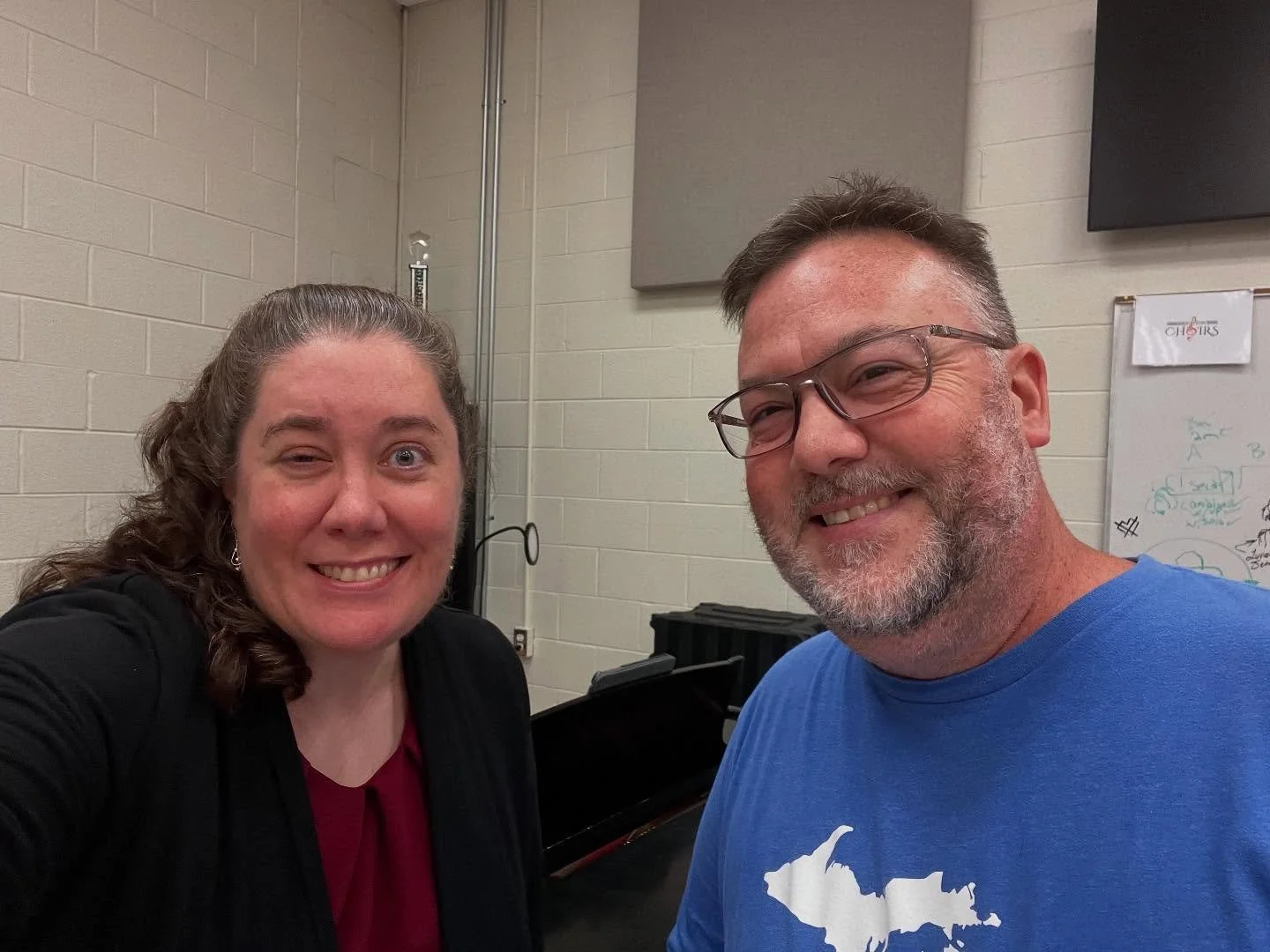 📸 First day selfie with Mr. Johnson and Ms. Hamilton. Looking forward to a great year! #backtoschool #choirclass #letsgo