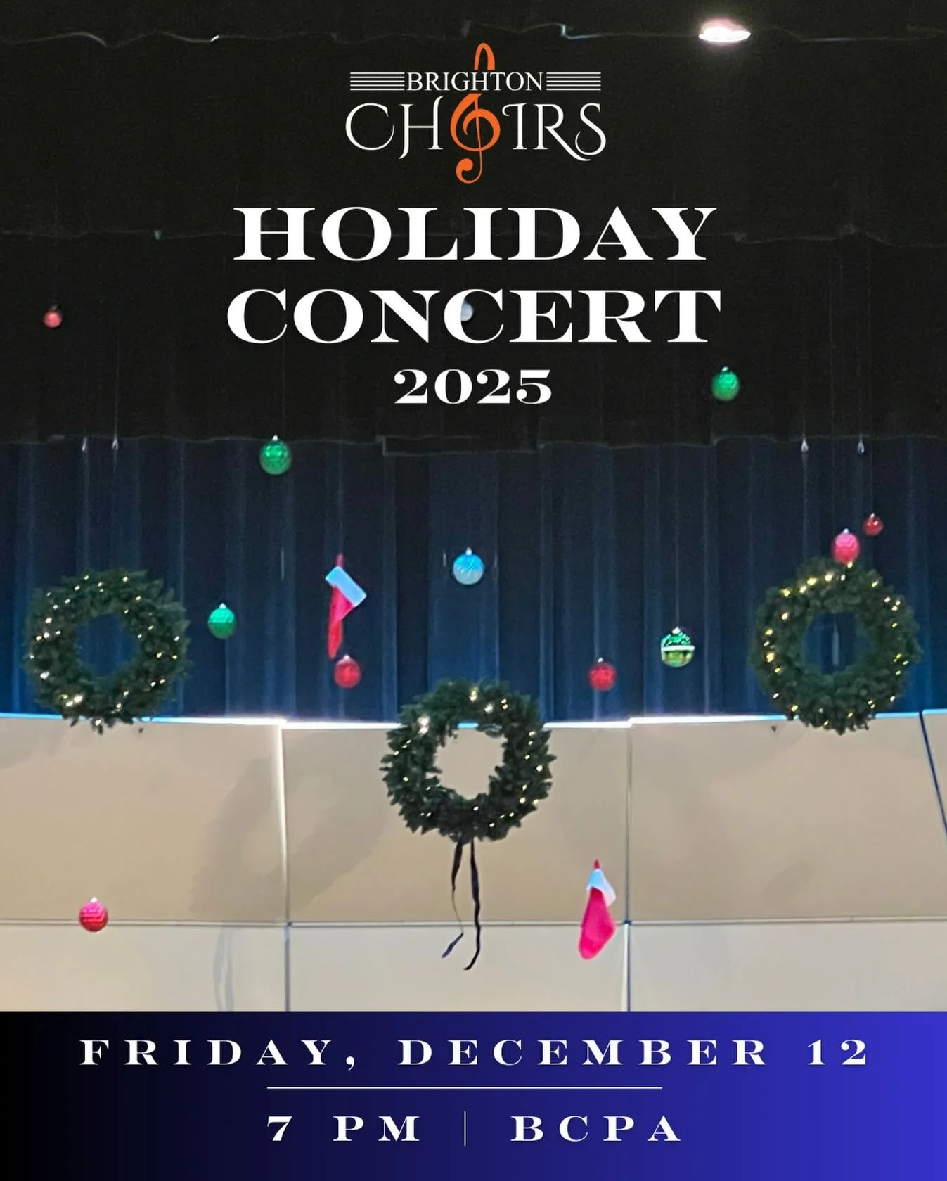 Don&rsquo;t miss our Holiday Concert this Friday, December 12 at 7 PM at the BCPA! Alumni, please join us on stage for the annual singing of &ldquo;All is Well&rdquo;!