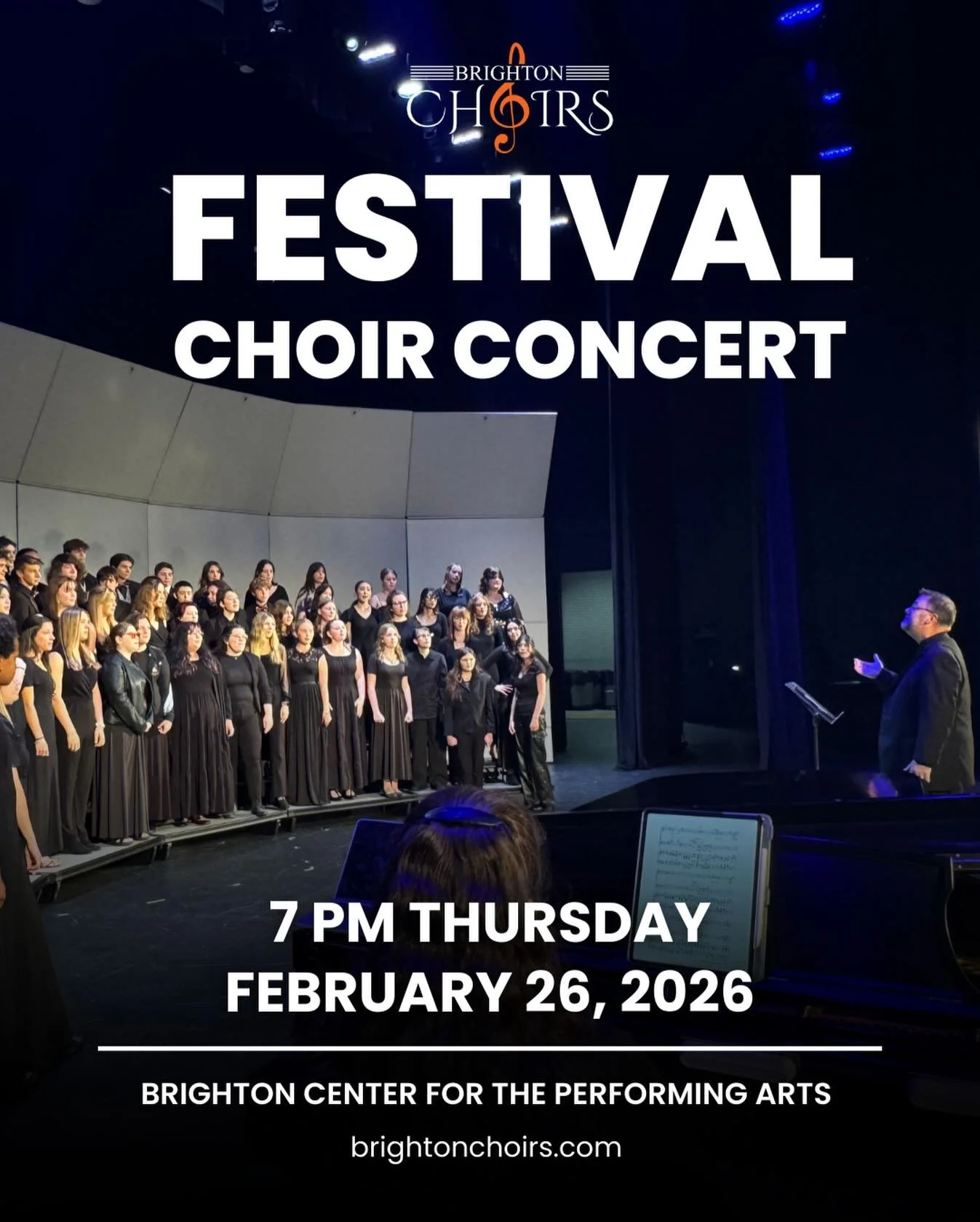 Come see our high schoolers sing at Festival Concert this Thursday at 7 pm @brightonperformingarts 

Tell your family and friends!!! 📣