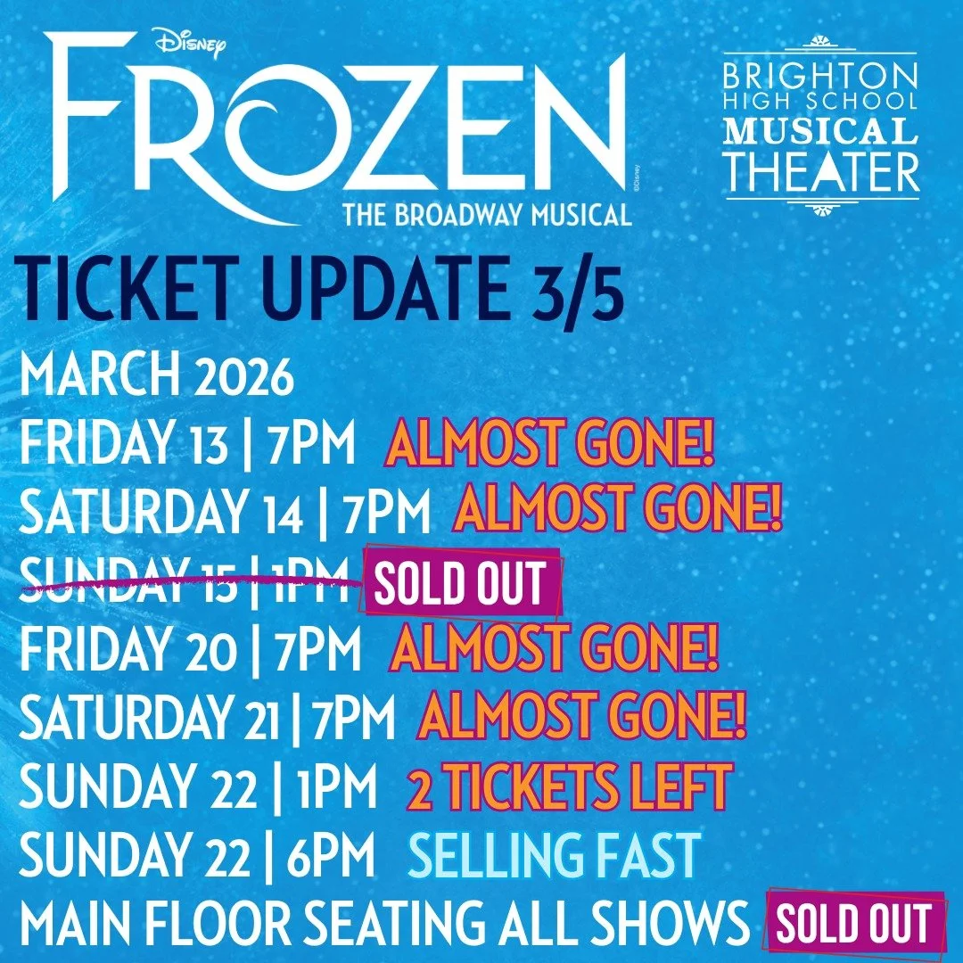 🎟️ Ticket Update 3/5/26 - IMPORTANT

We now have two sold-out performances, and main floor seating is completely gone for the remaining shows.

Each of the remaining performances has fewer than 80 tickets left. That may sound like a lot, but with ne