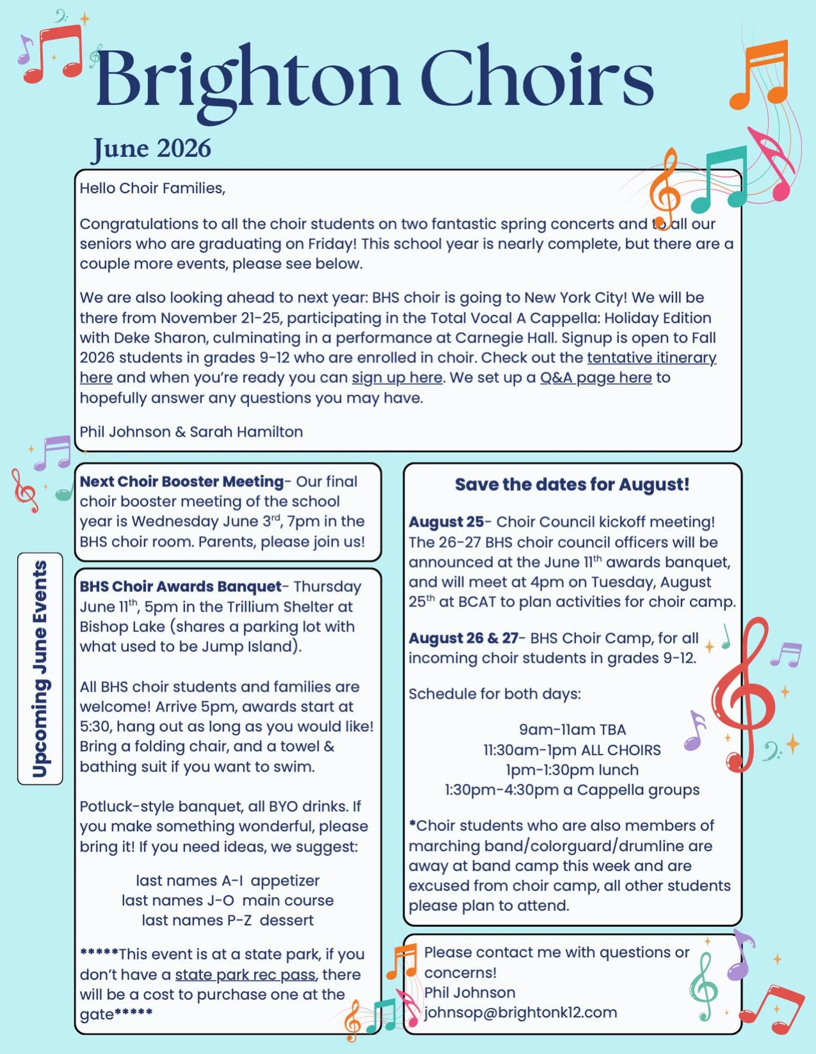 Last Booster Meeting of the year, Choir Awards Banquet and New York City bound! ✈️ Check out our June newsletter. 👀