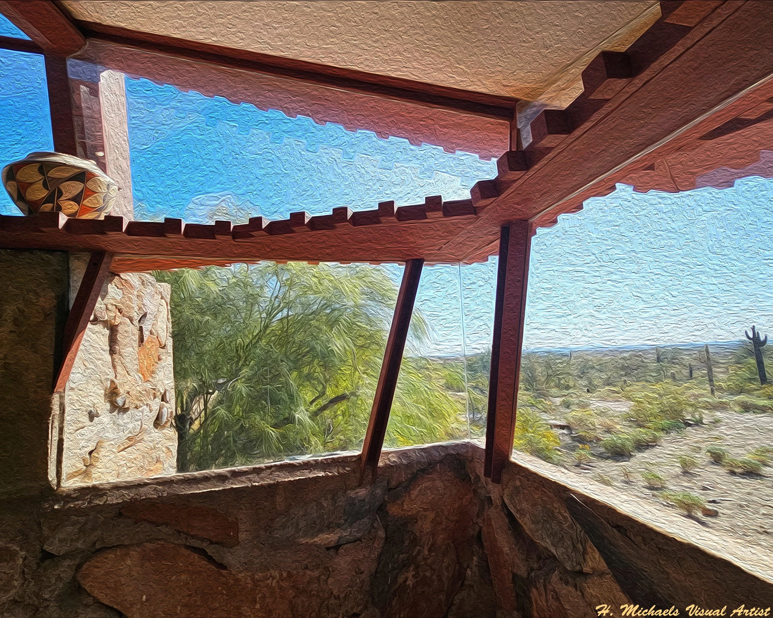 Window View Of The Sonoran Desert (Frank Lloyd Wright, Taliesin West) 