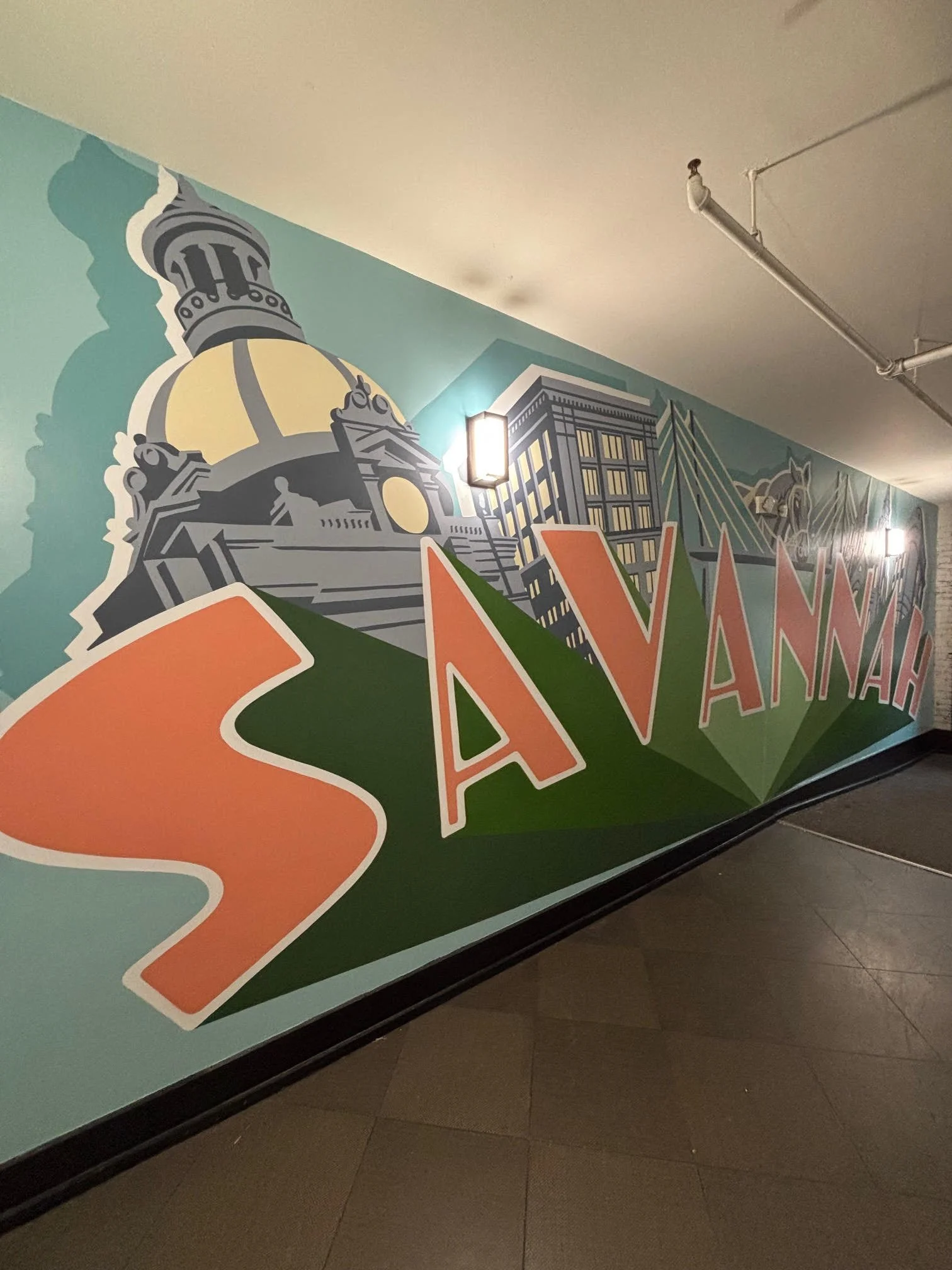 mural forced perspective buildings in savannah