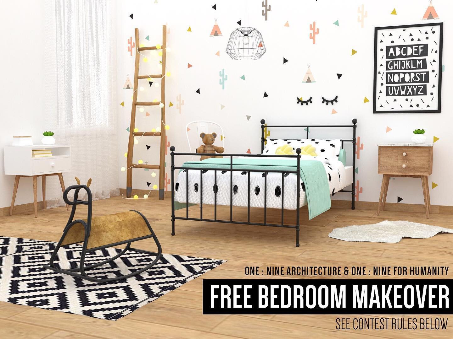 **BEDROOM MAKEOVER CONTEST** .
.
A collaboration between @oneninearchitecture &amp; @onenineforhumanity .
.
Part of our mission as a company is to find ways to use the skills that we have as architects and designers to help others. After years of par